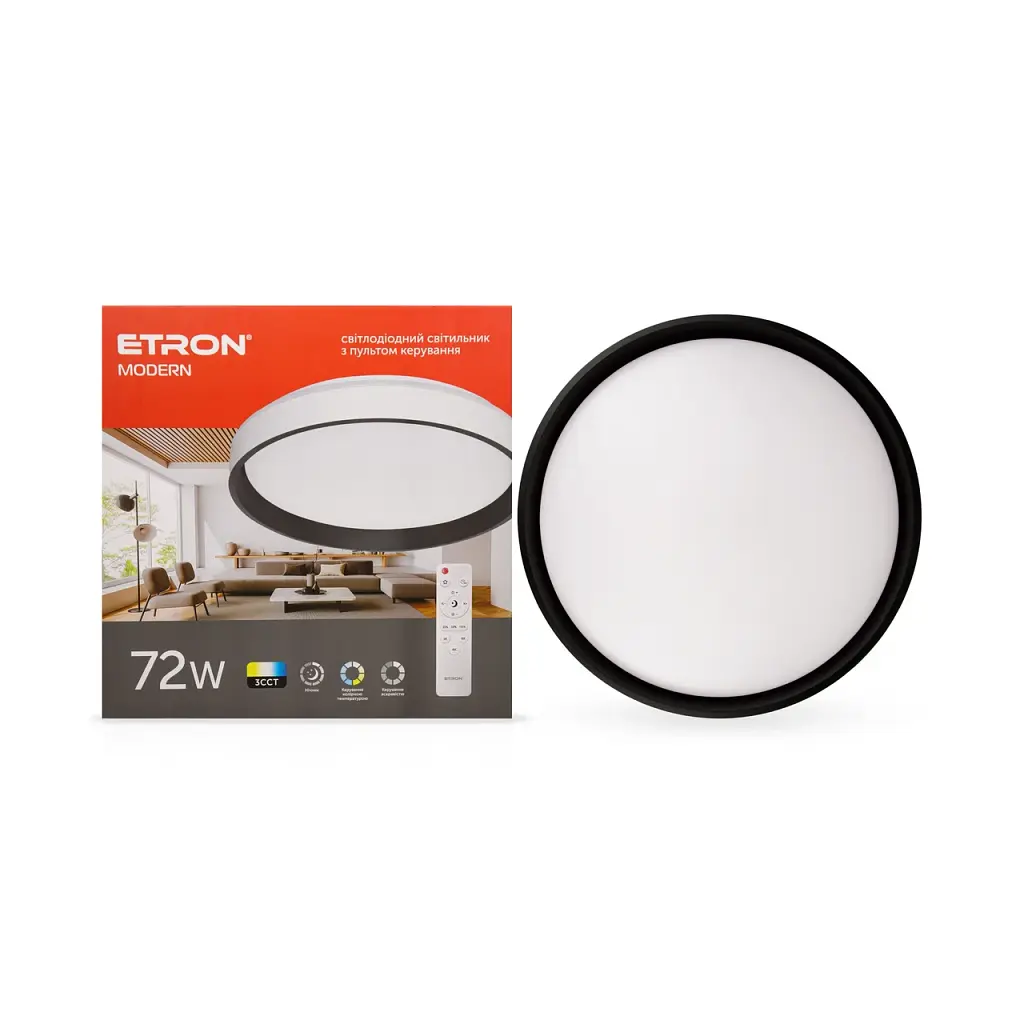 Світлодіодний світильник Smart MODERN 1-ESP-2053 72W Black&White IP20 ETRON - фото 2
