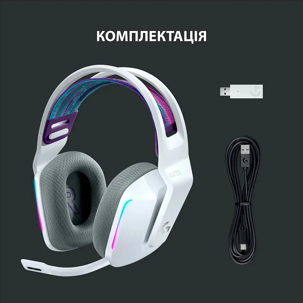 Навушники Logitech G733 Lightspeed Wireless RGB White (981-000883, 981-000886) - фото 7