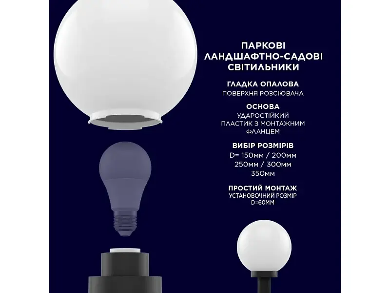 Вуличний світильник Electrum Globe 150 Opal (B-IP-0815) - фото 2