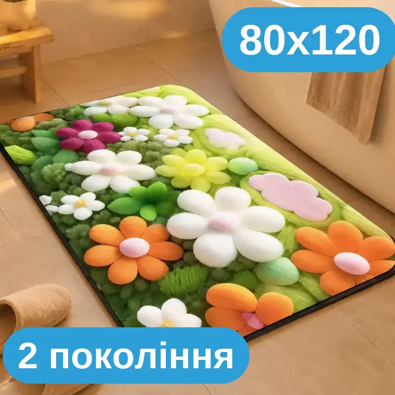 Килимок у ванну 80×120 см — вологопоглинаюче покриття з матеріалу другого покоління, абсорбуючий антиковзкий KT9000358 - фото 2