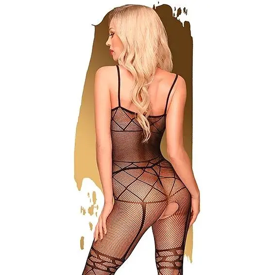 Бодистокинг с чулками и геометрическим рисунком Penthouse - Firecracker Black S/L - фото 3