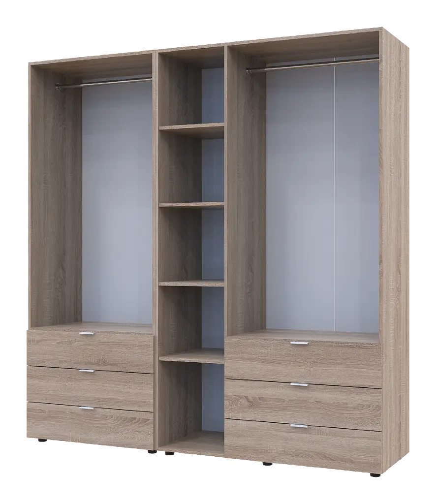 Шафа для одягу Doros Гелар розпашна комплект 2+3 ДСП 193,7х49,5х203,4 Cонома (42002122) - фото 3