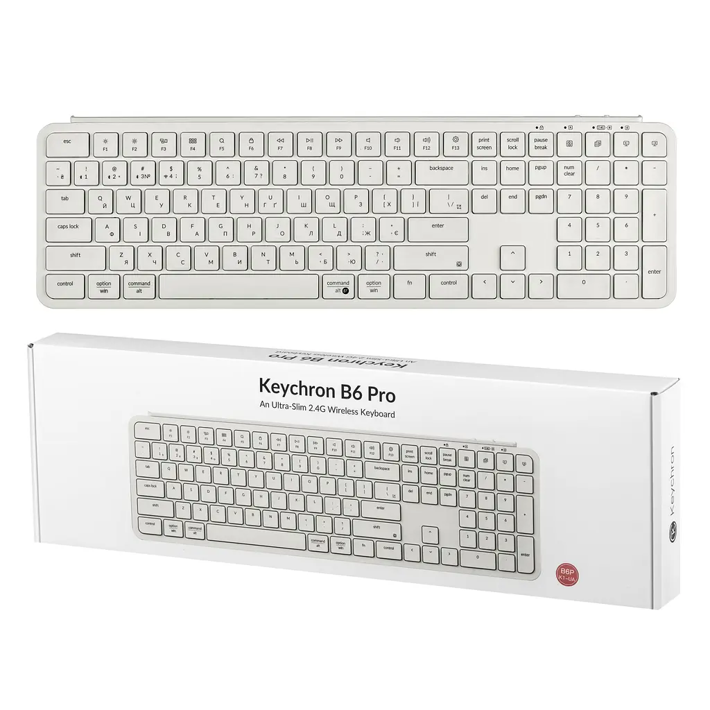 Клавіатура мембрана B6 Pro, USB/WL/BT, ivory white Keychron teh0013835 - фото 10