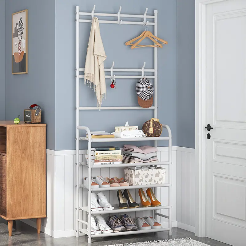 чорна Універсальна вішалка для одягу New simple floor clothes rack 5 полиць - фото 2