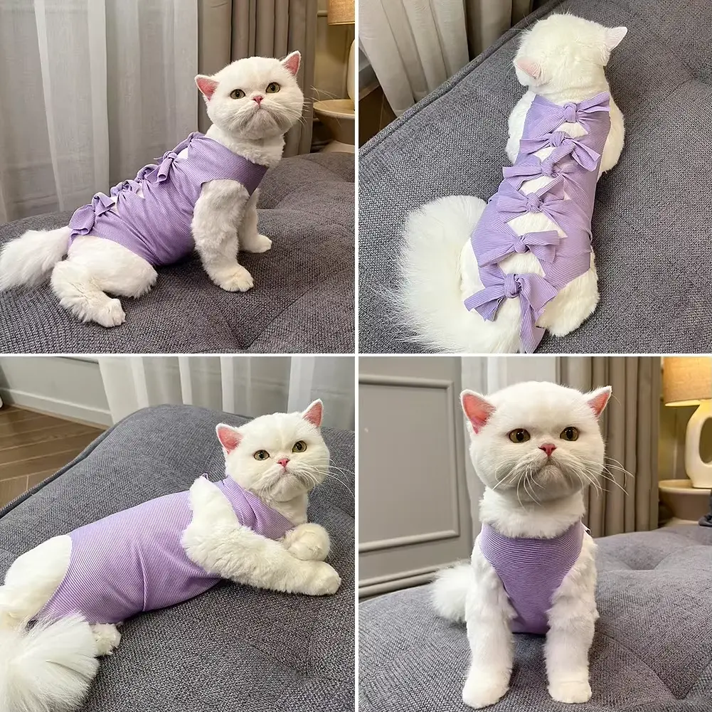 Одяг для котів після операції Holley Bow-knots Purple L - фото 5