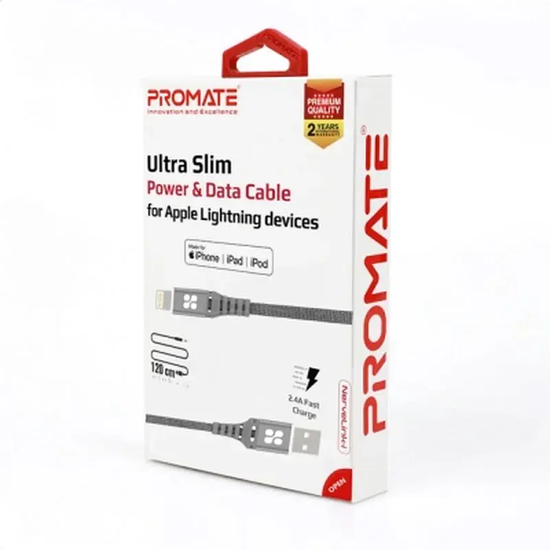 Дата кабель USB 2.0 AM to Lightning 1.2m grey Promate (nervelink-i.grey) - фото 2