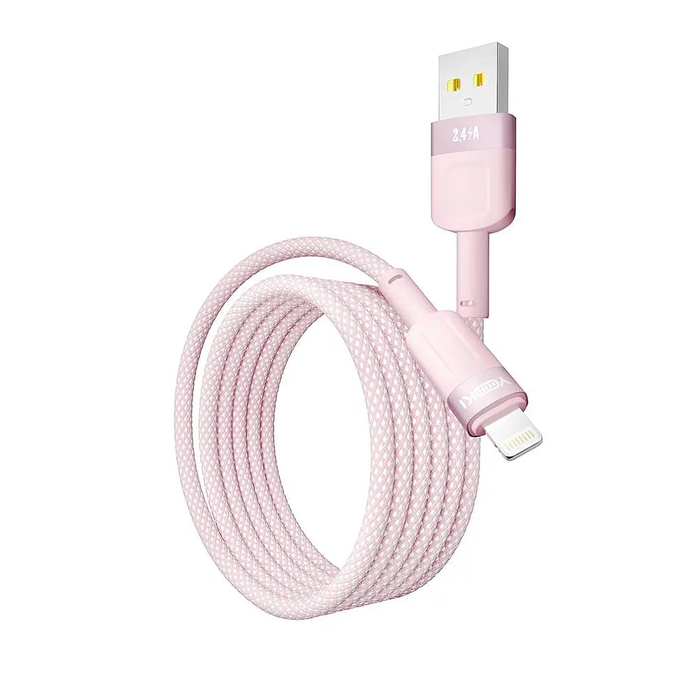 Кабель для заряджання та обміну даними USB Yoki YK-ST41 STYLE Series USB/Lightning 12W 2.4A/5V 1.2 м Рожевий - фото 5
