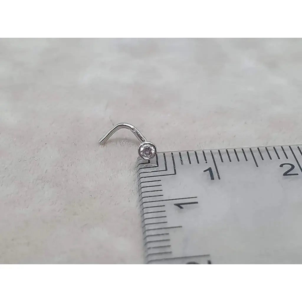 Золотая серьга-пирсинг Астор в нос с фианитом. 2182525Б - фото 6