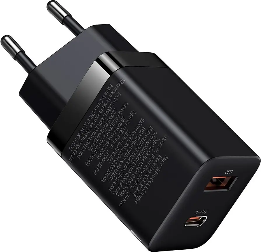 Зарядний пристрій Baseus Super Si Pro Quick Charger C+U 30W EU black (CCSUPP-E01) - фото 2
