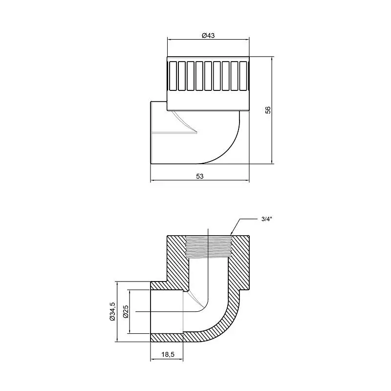 Кутник PPR Thermo Alliance 25х3/4" ВР DSE2035