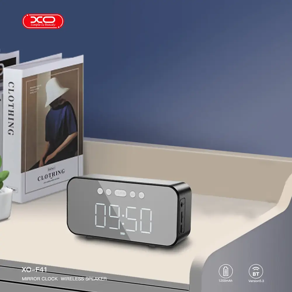 Бездротова Bluetooth колонка годинник XO F41 FM TF-карта (Чорний) - фото 6