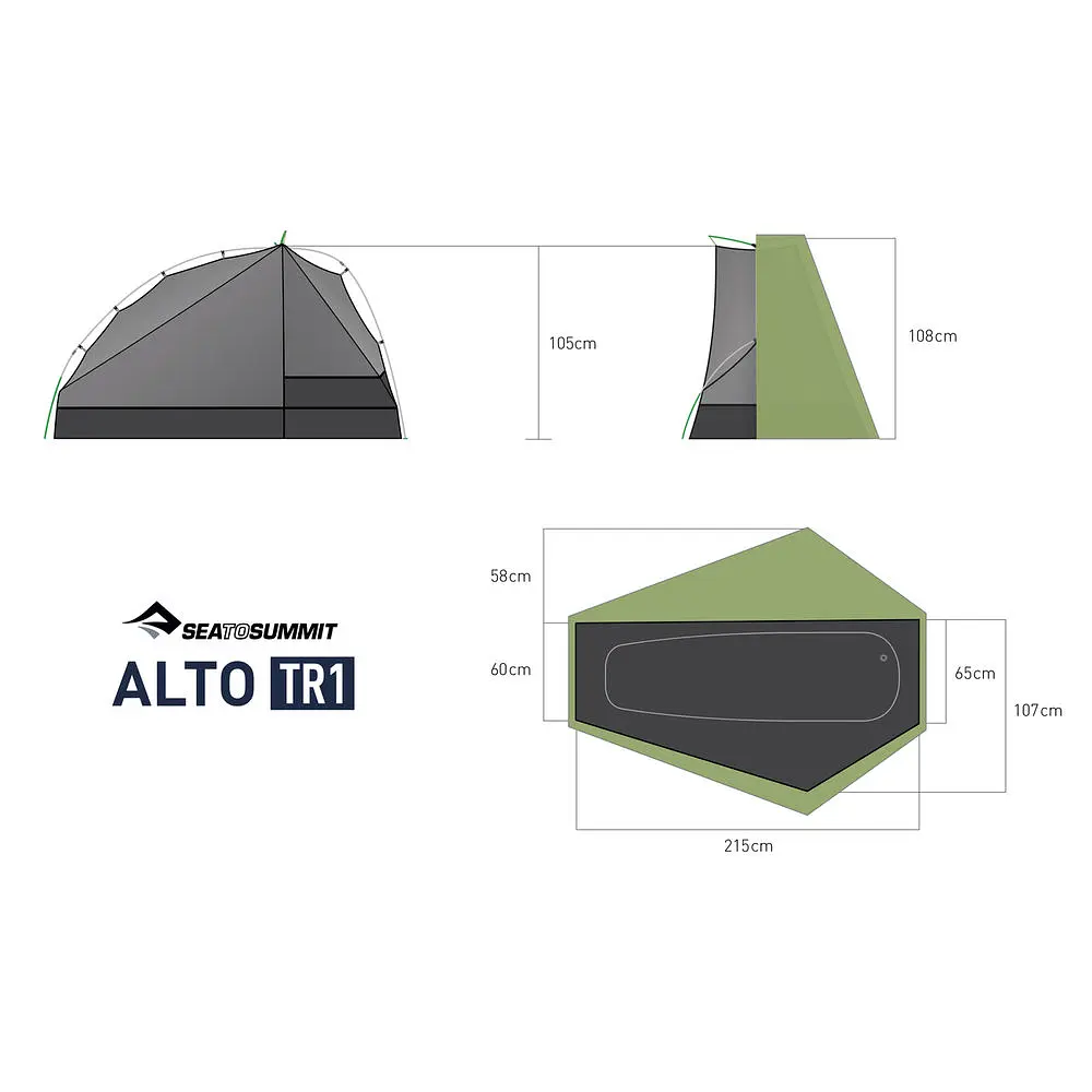 Палатка Sea To Summit Alto TR1 Зеленый - фото 6