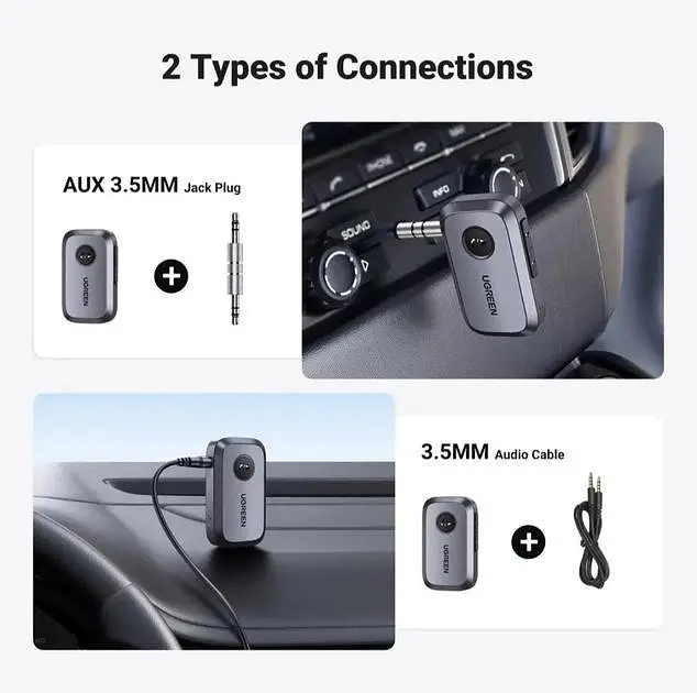 Адаптер Ugreen Bluetooth 5.3 приймач Hi-Res 3.5 мм minijack AUX - Type-C кодеки AAC, SBC стерео з акумулятором на 15 годин Два - фото 7