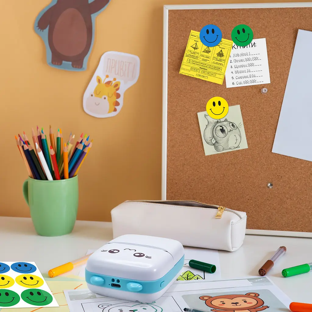 Портативний принтер JETIX Mini printer Blue із набором термопаперу в комплекті - фото 3