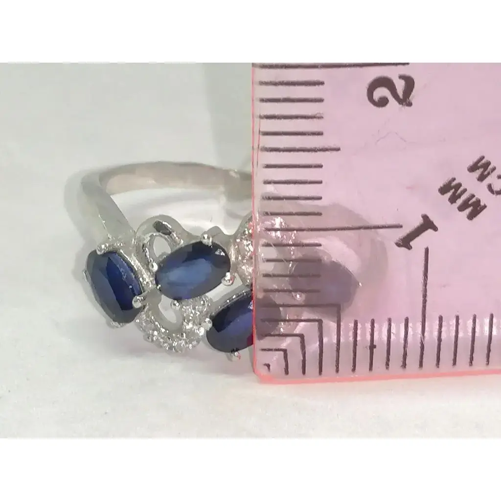 Срібне кільце Агні Абриель з фіанітами і сапфіром. 1026/1Р-SPH 17 - фото 5