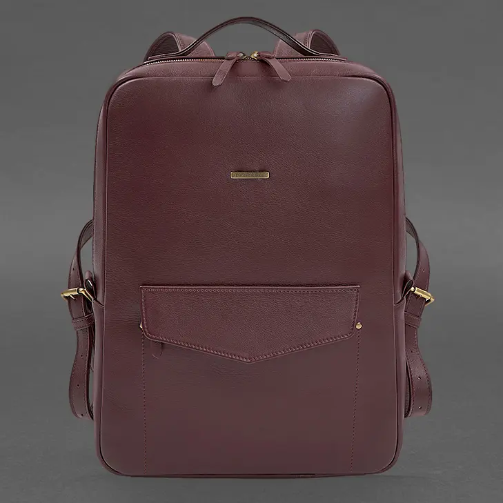 Кожаный городской рюкзак на молнии Cooper maxi бордовый - фото 6
