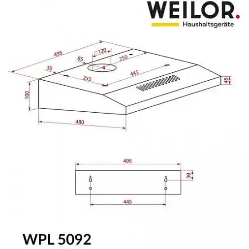 Витяжка Weilor WPL 5092 WH - фото 9