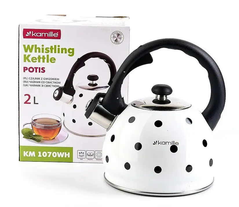 Чайник із свистком Kamille KM-1070WH 2 л White - фото 10