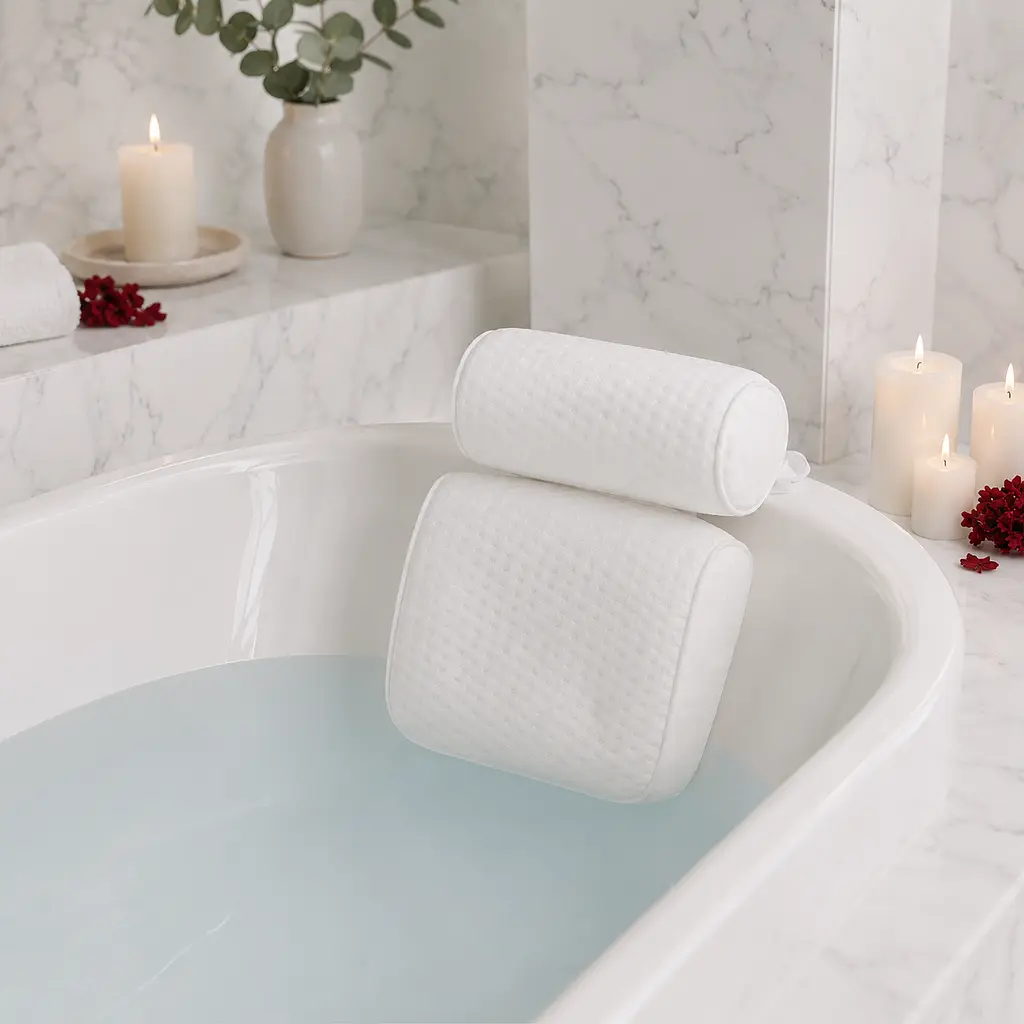 М'яка ергономічна SPA-подушка для ванни з присосками та підтримкою голови і шиї, 30х36х10 біла KT9001301 - фото 9