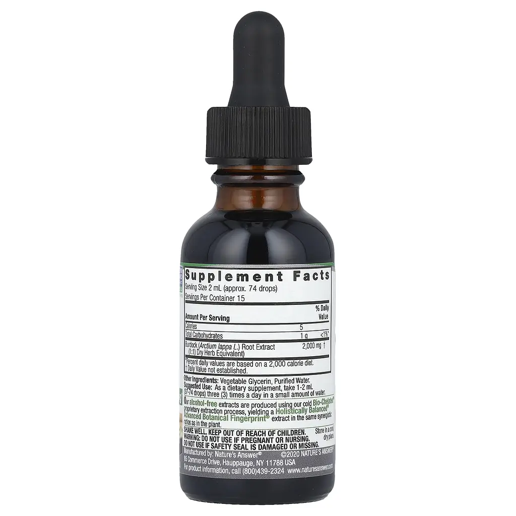 Екстракт кореня лопуха Nature's Answer Burdock Root без спирту 2000 мг 30 мл - фото 2