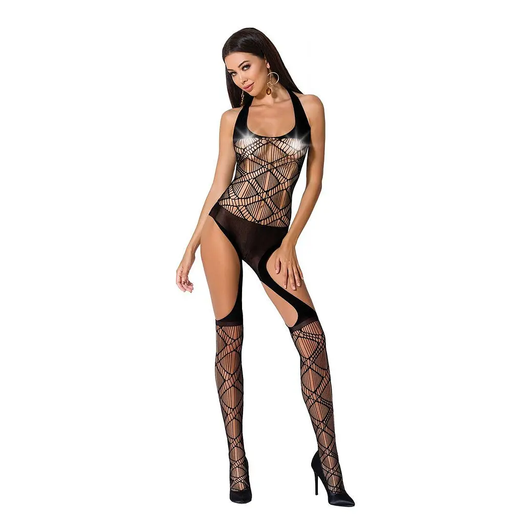 Бодистокинг Passion BS060 комбинезон имитация трусиков и гольфиков S/M/L black - фото 3