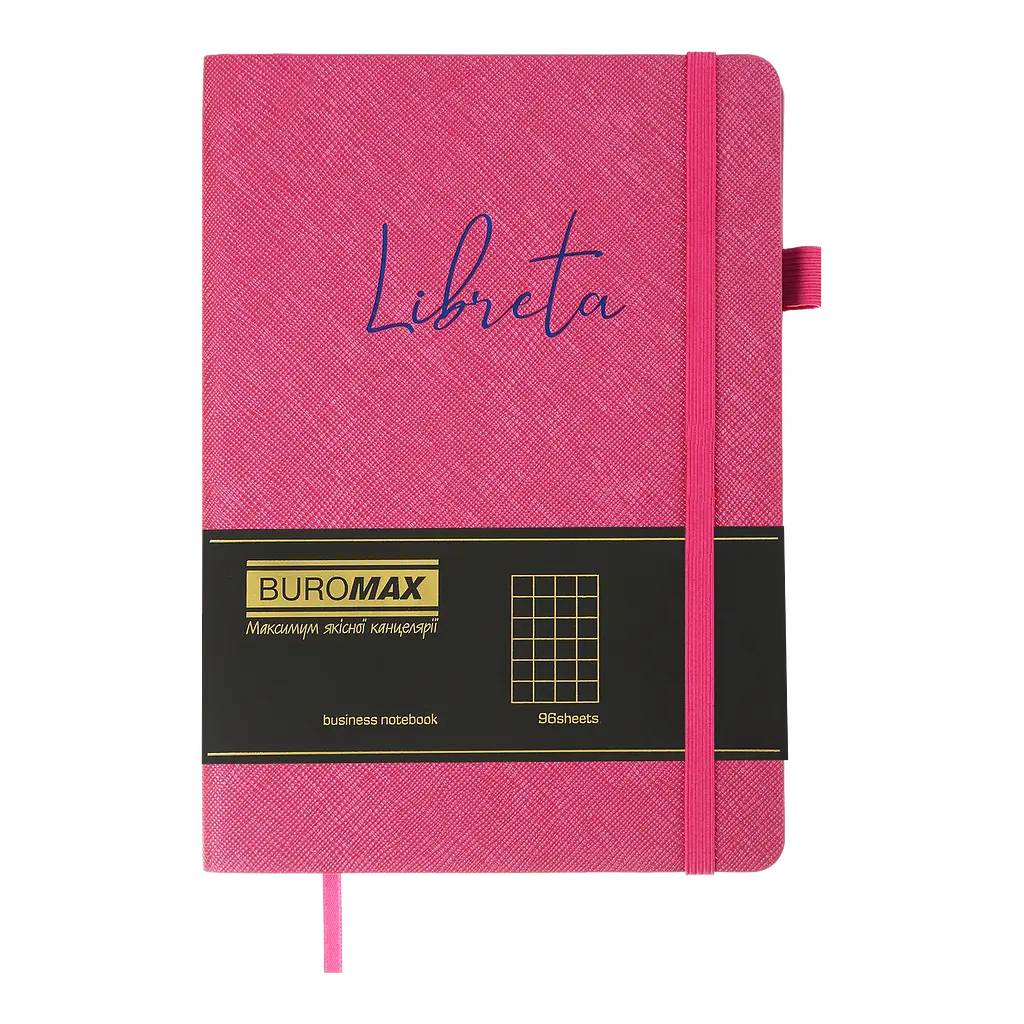 Блокнот діловий Buromax Libreta А5 96 арк. в клітинку обкладинка штучна шкіра малиновий (BM.295117-29) - фото 2