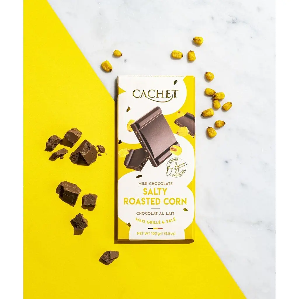 Шоколад молочный Cachet Salty Roasted Corn 31% с соленой жареной кукурузой 100 г  - фото 2