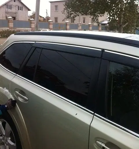 Дефлектори вікон вітровики для Subaru Outback 2009-2015 З молдингом Хром - фото 4