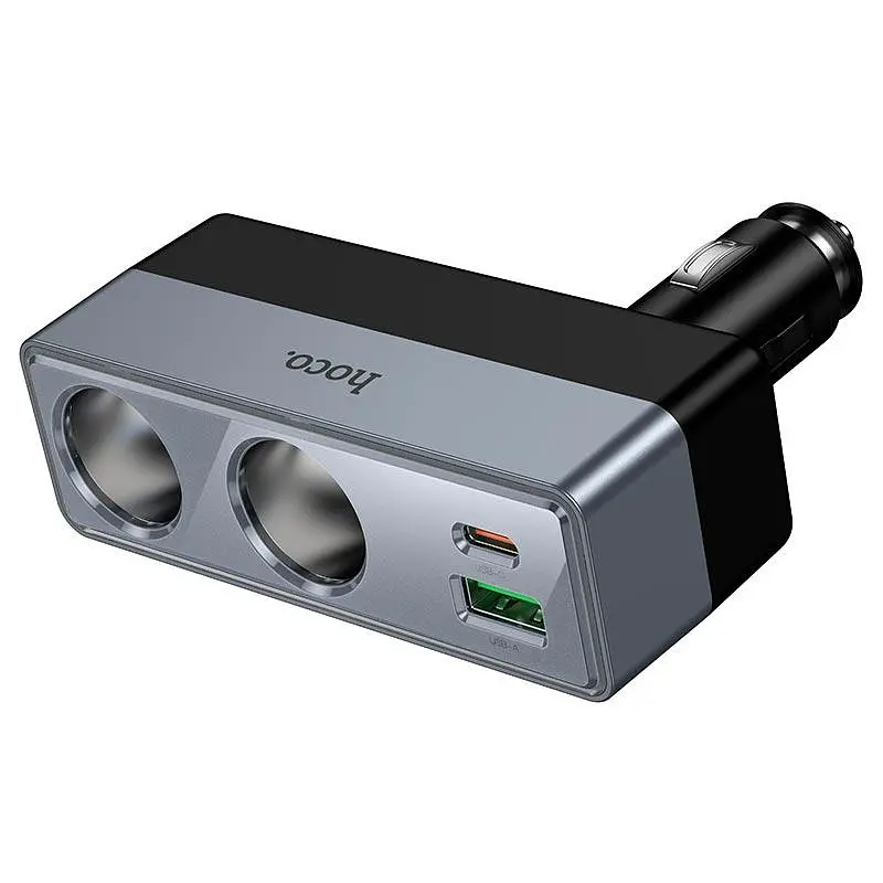 Адаптер автомобільний HOCO Smart dual cigarette lighter PD car charger Z65B 1USB/1Type-C/2DC, 240W, PD/QC