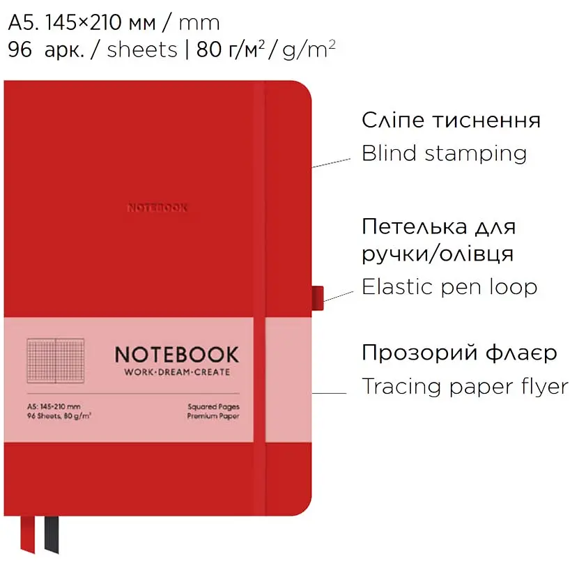 Зошит у твердій палітурці Genius А5 у лінію 96 аркушів рожевий (А5-7130L) - фото 9