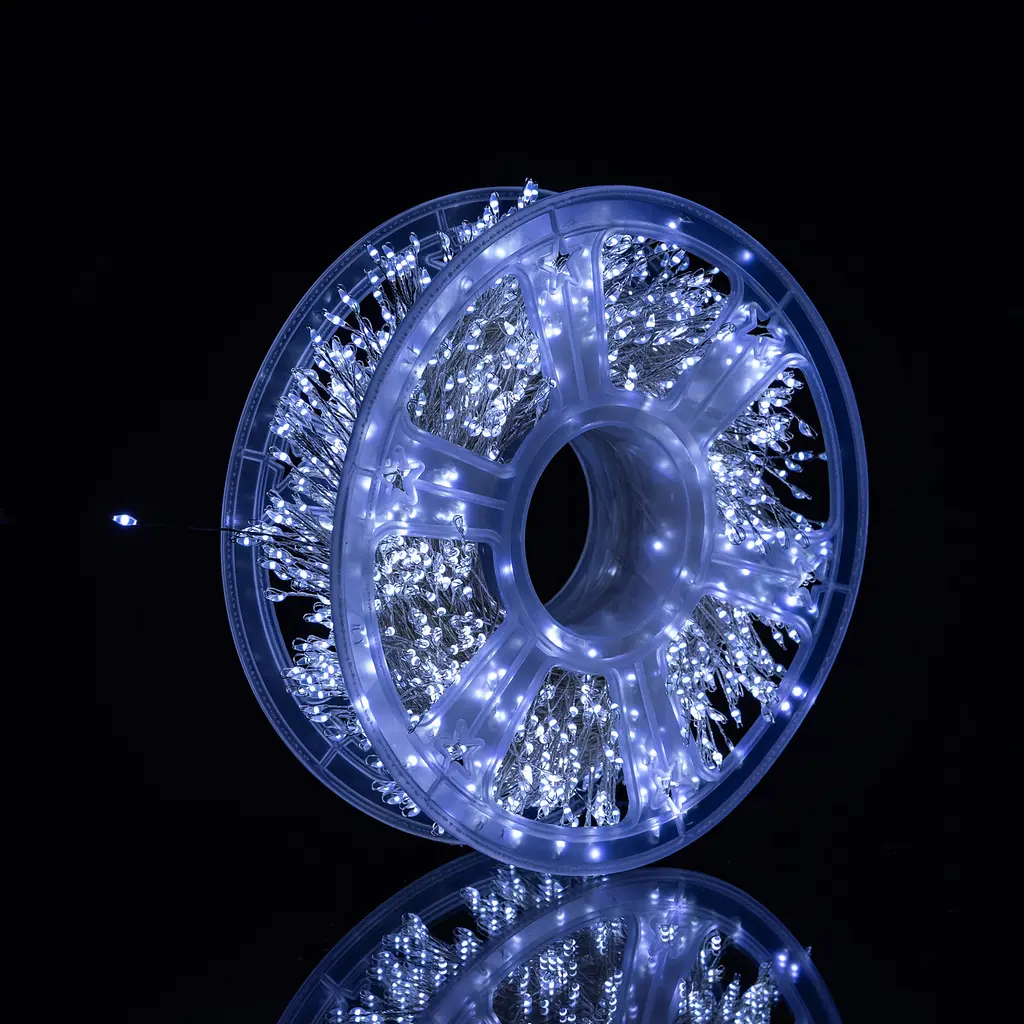 Новогодняя гирлянда комнатная роса Garlando D1500L50MWW 50 м 1500 LED Хвойная лапа белый провод Белое сияние  - фото 8