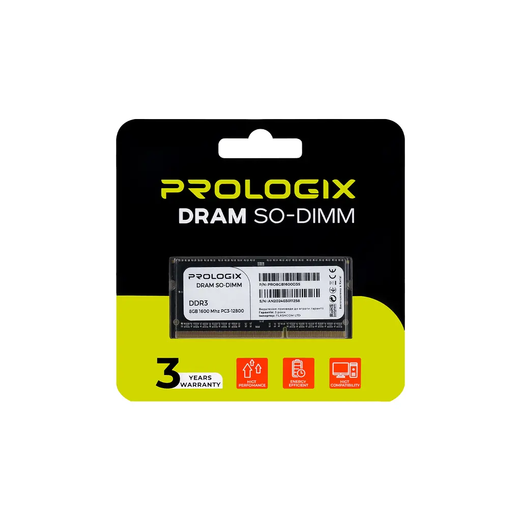 Модуль пам'ятi SO-DIMM DDR3L 8GB/1600 Prologix (PRO8GB1600D3S) - фото 4