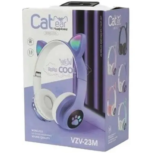 Навушники бездротові Cat Ear VZV-23M Bluetooth RGB з котячими вушками сині - фото 5