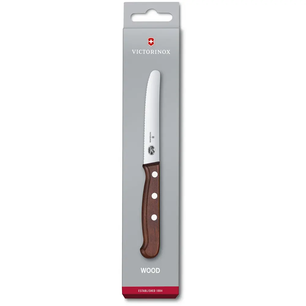 Кухонный нож Victorinox Wood Tomato and Table лезвие 11см мин. из деревьев. ручкой в ​​подар. - фото 4