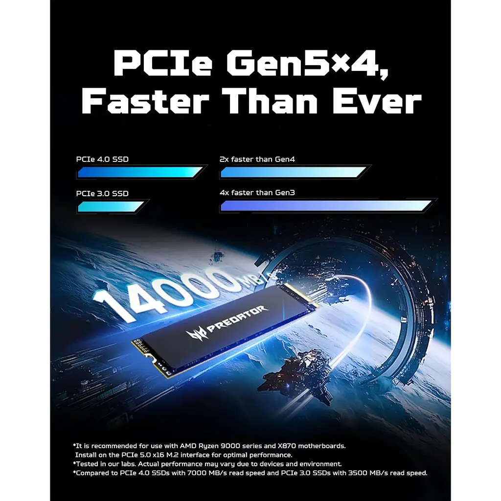 Накопичувач SSD Acer Predator m.2 NVMe 4TB GM9000 PCI Express 5.0 x4 (BL.9BWWR.131) - фото 4