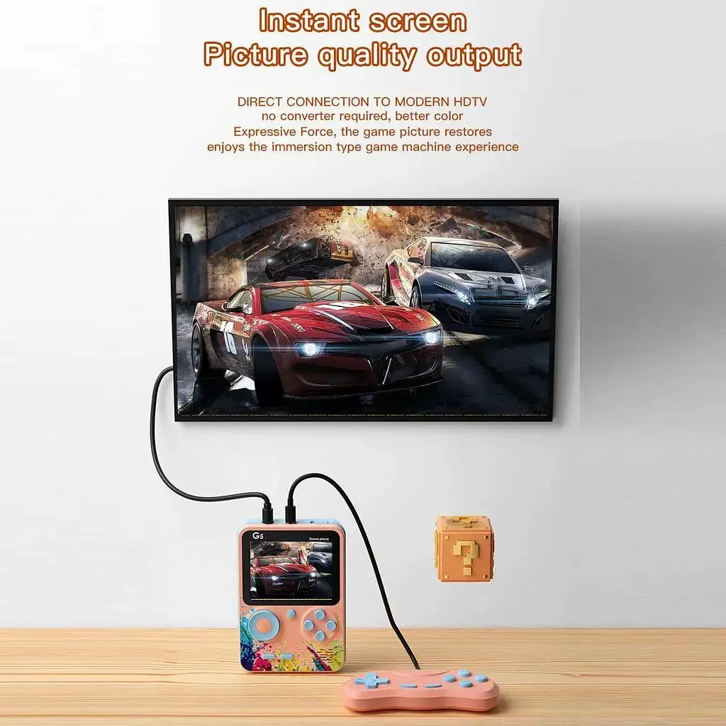 Ігрова ретро приставка 3" LCD 500 ігор з джойстиком UKC G5 Game Box 9214 рожева - фото 8