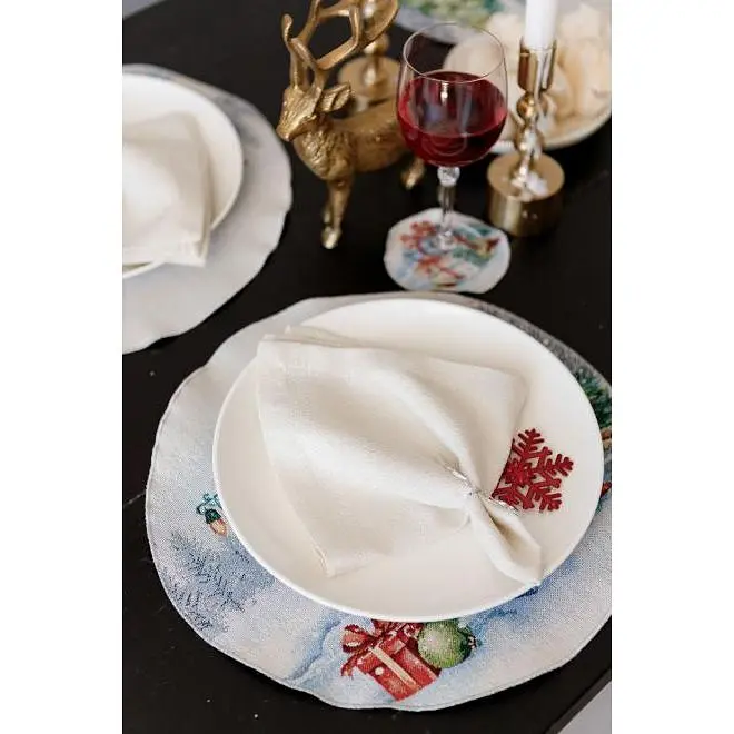 Серветка Прованс Різдвяне багаття гобеленова D-35 см (36429) - фото 3