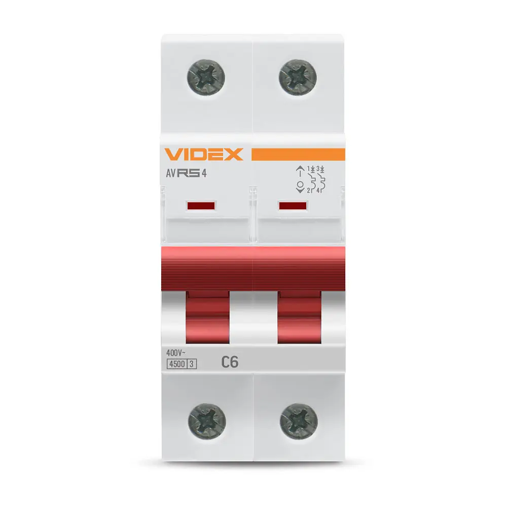 Автоматичний вимикач RS4 2п 6А С 4,5кА VIDEX RESIST VIDEX (26513-000) - фото 2