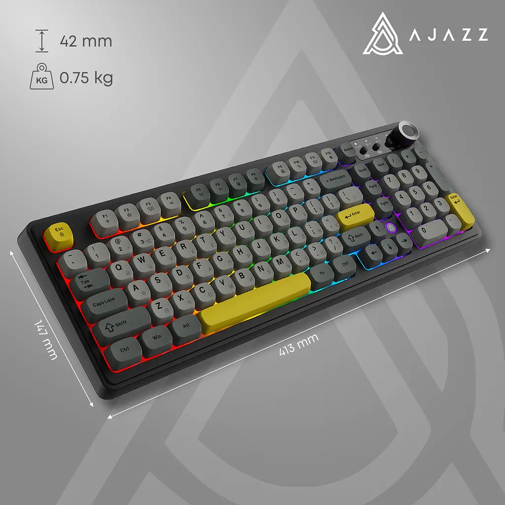 Клавіатура бездротова Ajazz AF98 PLUS Black (AF98-PLUS-BGY) - фото 15
