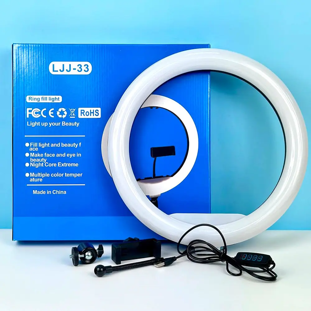 Лампа кільцева LED Ring Light LJJ-33 33 см із гнучким тримачем телефона, регулюванням яскравості, 3 режими - фото 7