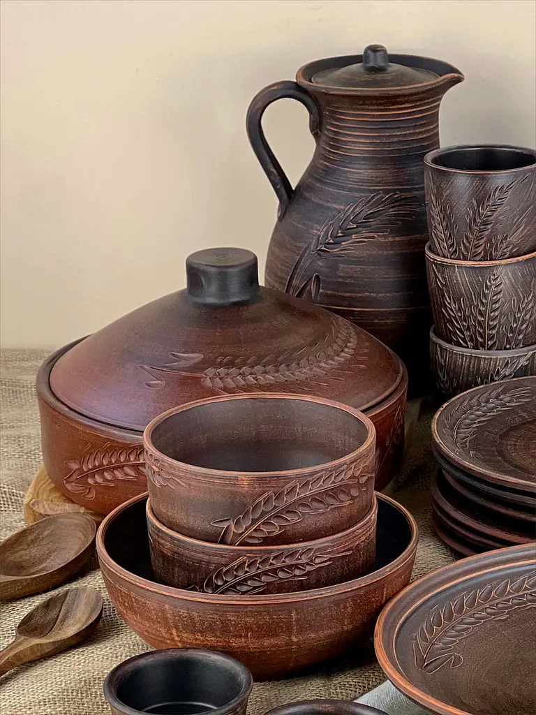 Столовий сервіз керамічного (глиняного) посуду на 6 осіб Колосок - фото 2