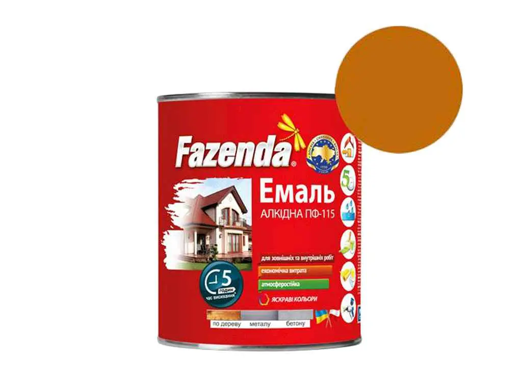 Емаль алкідна ПФ-115 FAZENDA Жовто-коричневий 900г