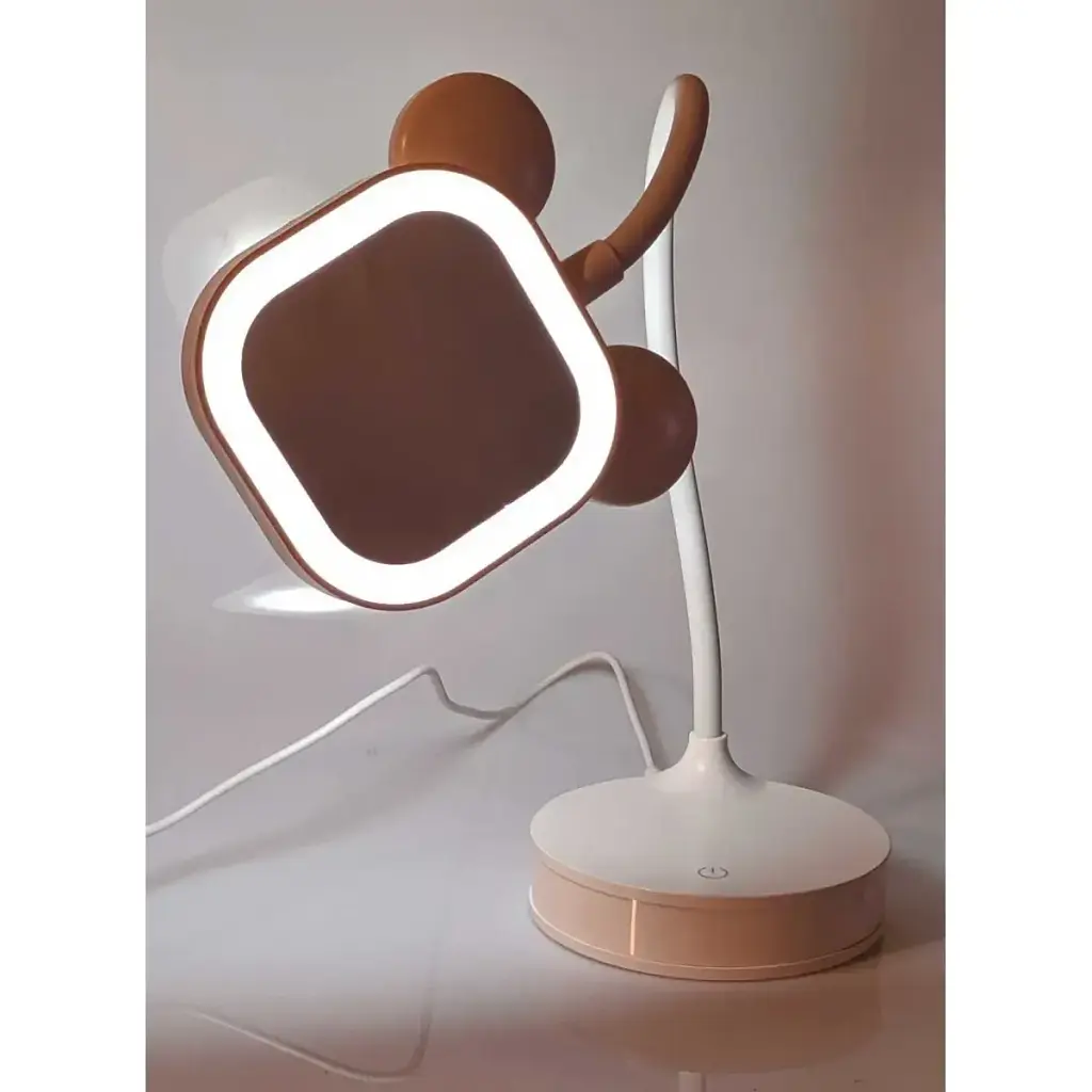 Зеркало настольное с LED подсветкой на аккумуляторе голубое 28х10х10 см - фото 4