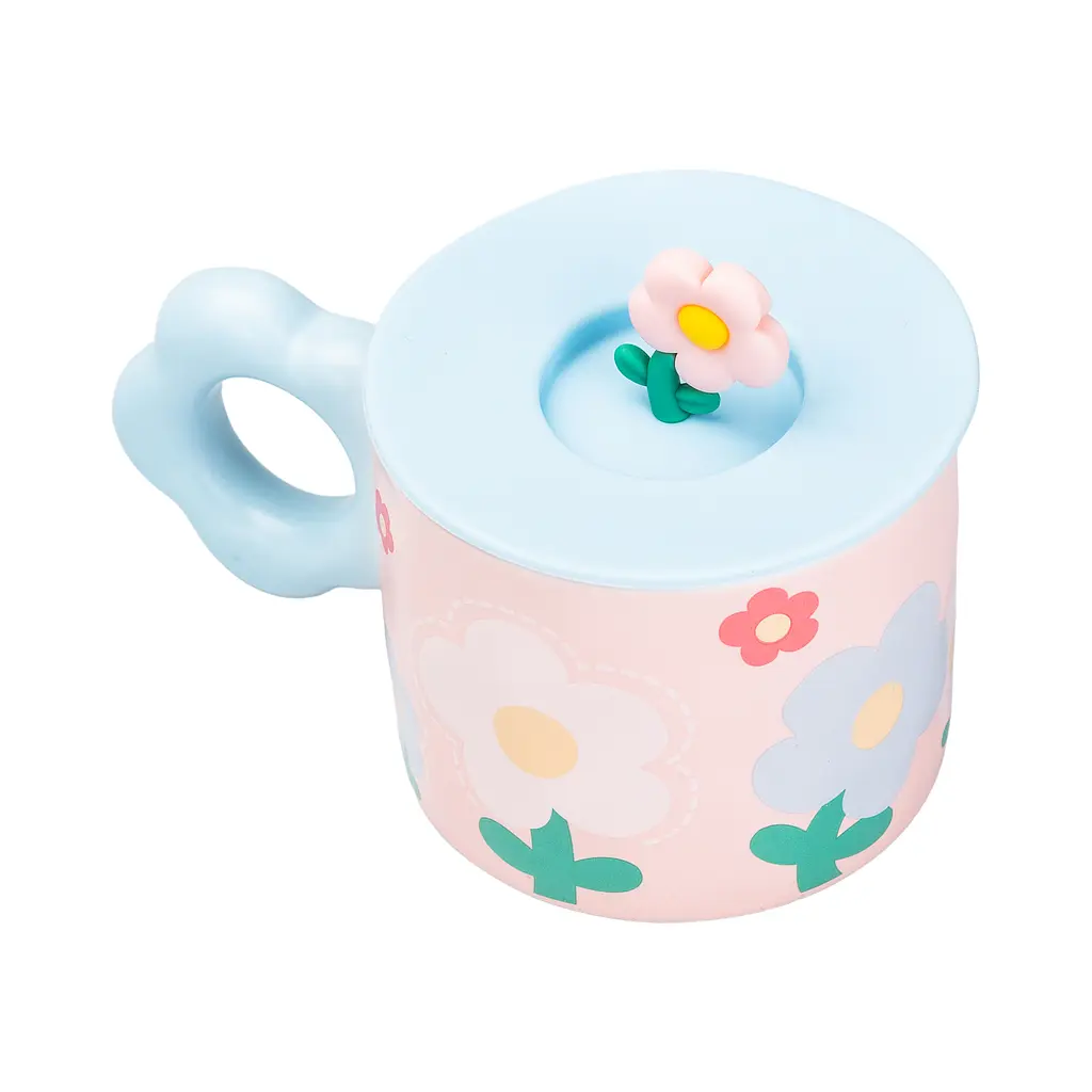 Чашка керамічна Happy Life Flowers з кришкою рожева 300 мл HP7196P - фото 3