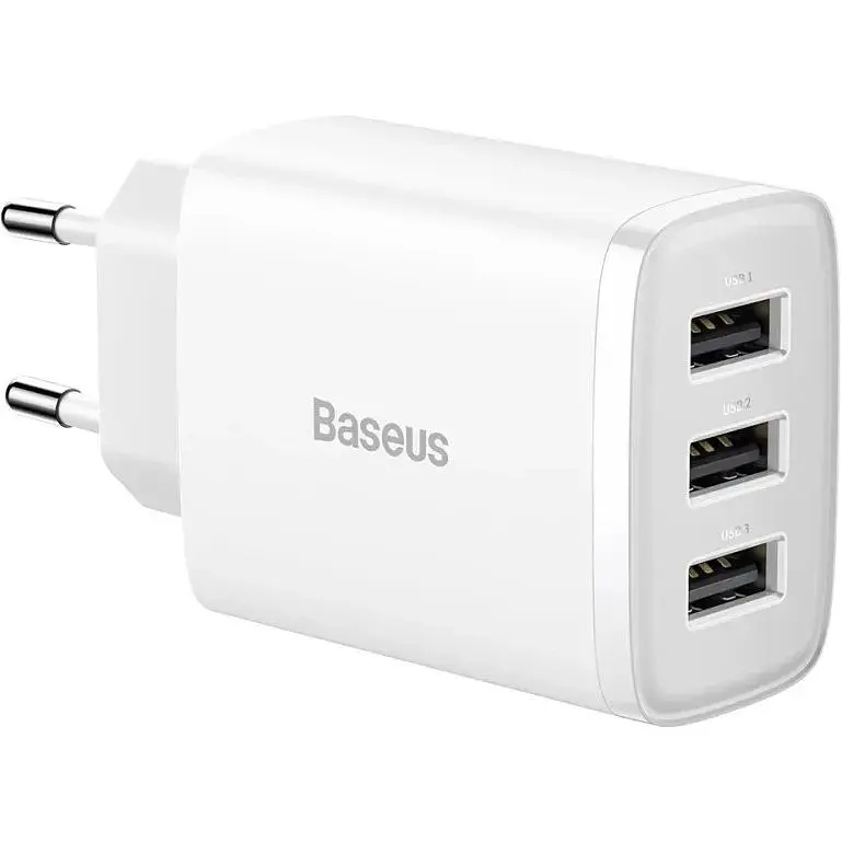 Зарядний пристрій Baseus Compact Charger 3U 17W EU white (CCXJ020102) - фото 2