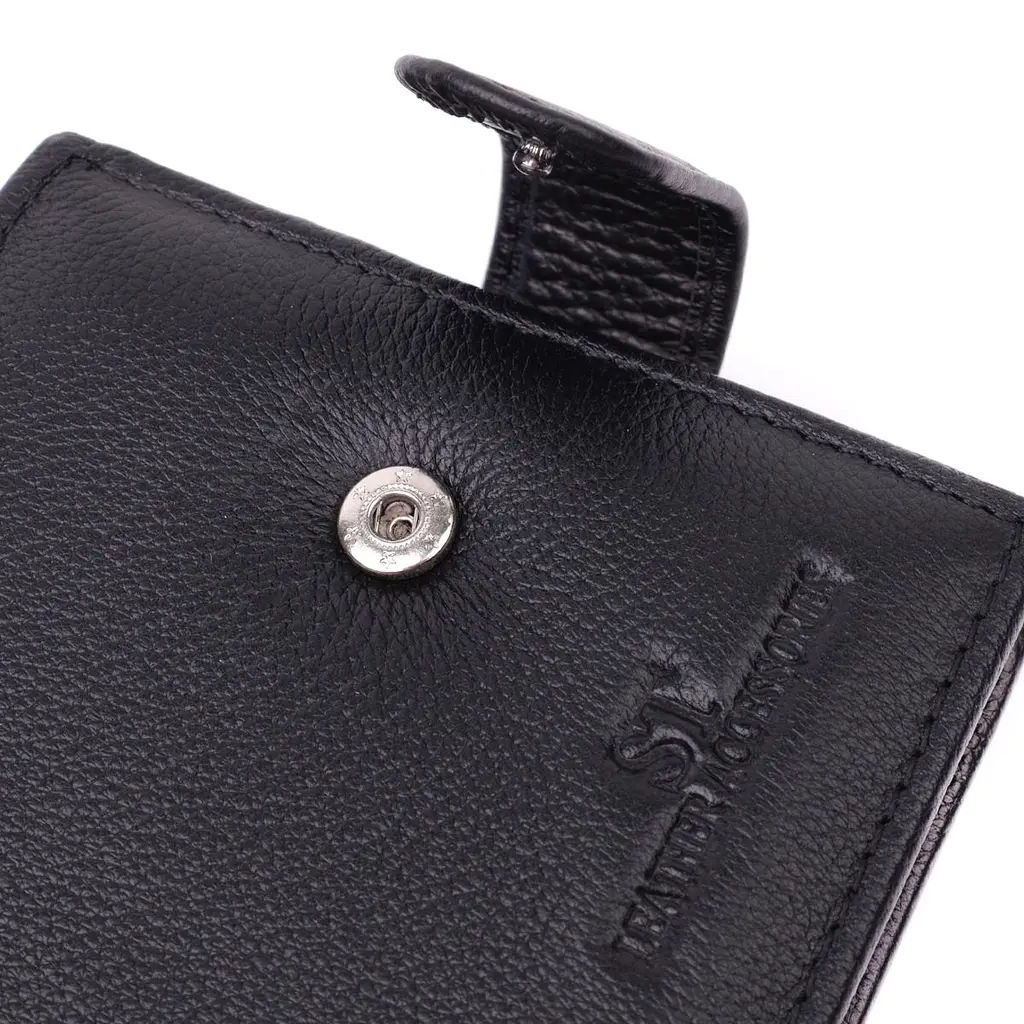 Горизонтальний гаманець середнього розміру з натуральної шкіри ST Leather 22454 чорний - фото 3