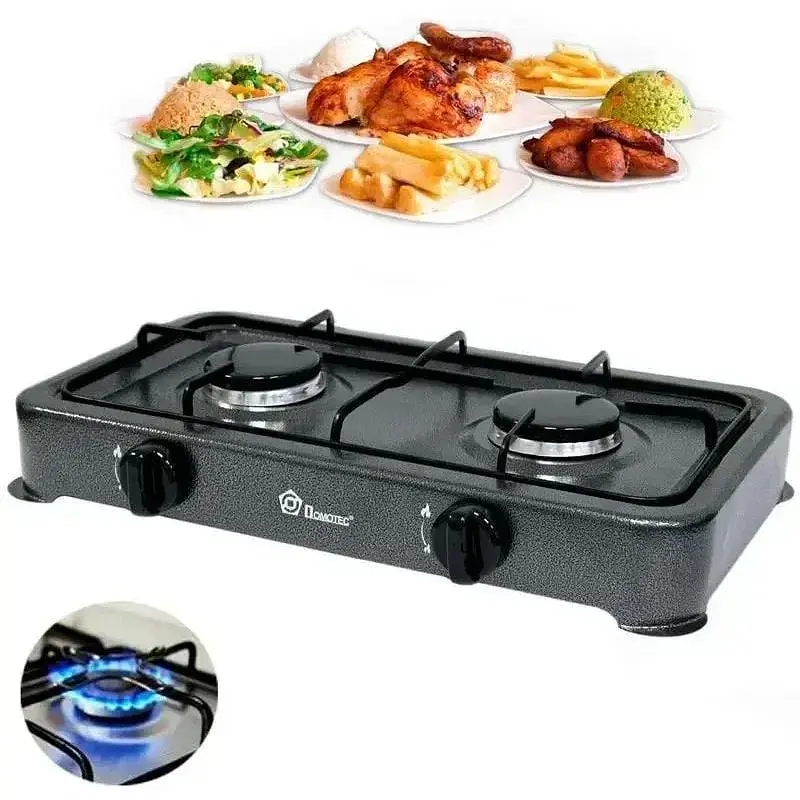 Настільна газова плита двокнфоркова Domotec MS-6602 0,54 кВт х2 Сіра - фото 2