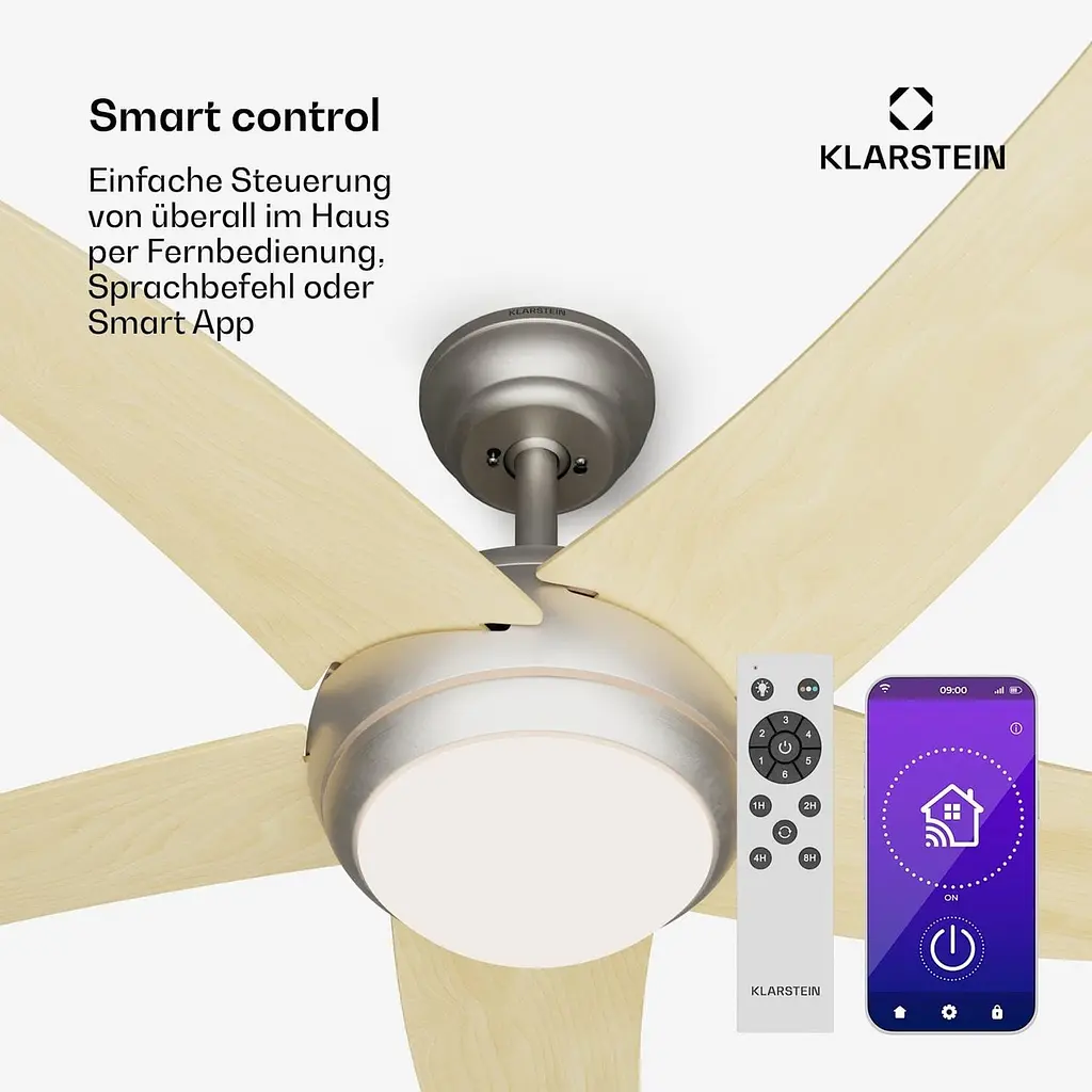 Потолочный вентилятор Klarstein Bolero Smart 55 Вт Бежевый (10046058) - фото 5