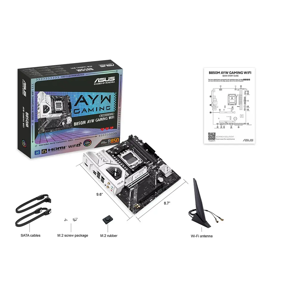 ASUS Материнська плата B850M AYW GAMING WIFI sAM5 B850 2xDDR5 M.2 HDMI Wi-Fi BT mATX - фото 8