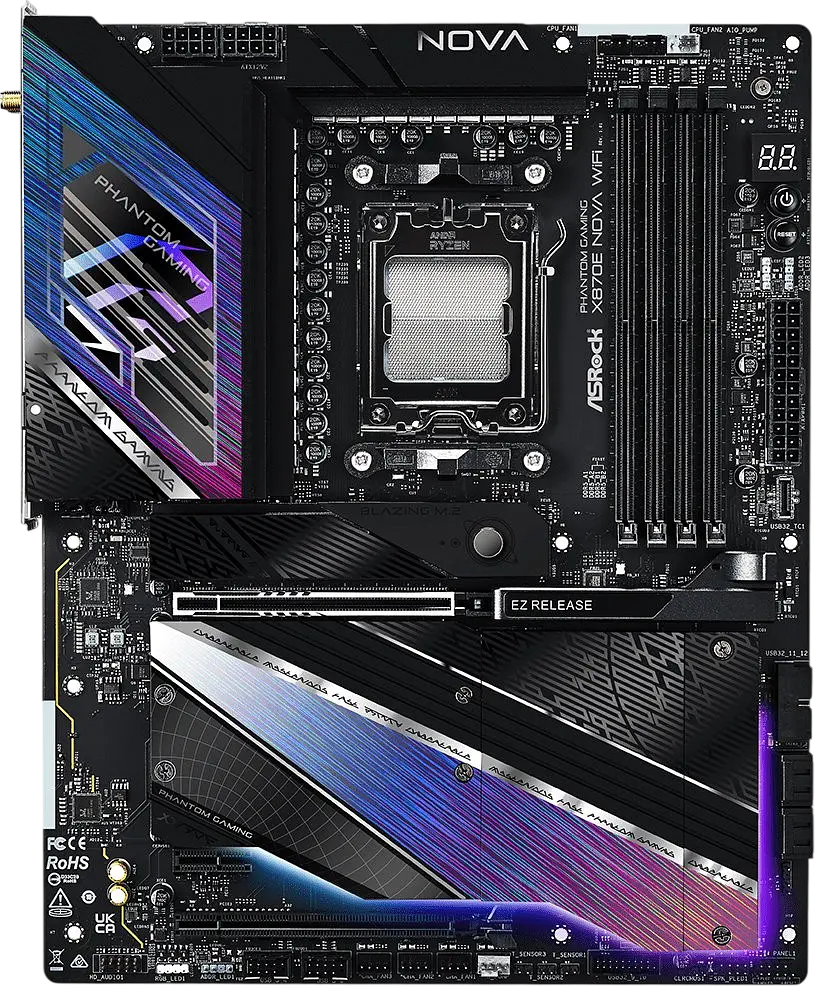 Материнська плата ASRock X870E Phantom Gaming Nova Wi-Fi Socket AM5 (X870E NOVA WIFI) Б/В - фото 2
